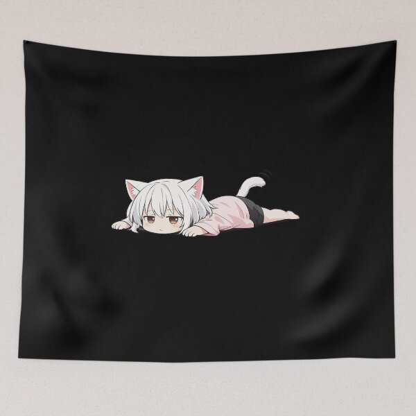 Item preview, Lazy Mood Cat Girl Anime Sticker | Relatable Tired Aesthetic Cute Neko Character designed and sold by CutePearlStudio.
