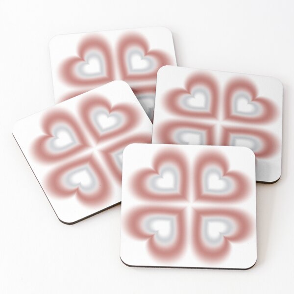 Item preview, Red and silver blurry hearts in clover form designed and sold by serenebookworm.