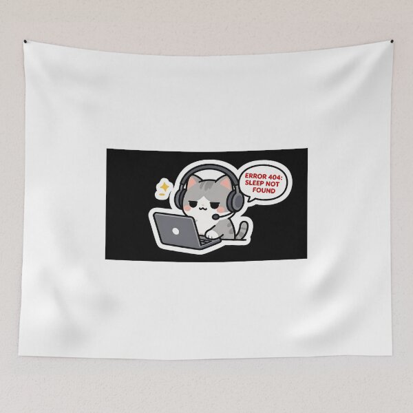 Item preview, Error 404 Sleep Not Found - Cute Kawaii Coder Gamer Cat Meme designed and sold by Yogeshrock.