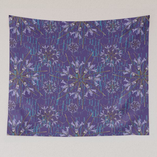 Item preview, First Spring Flower Radials on Purple & Blue Barn Tin Fish Scales designed and sold by Digitalmyth's Designs.