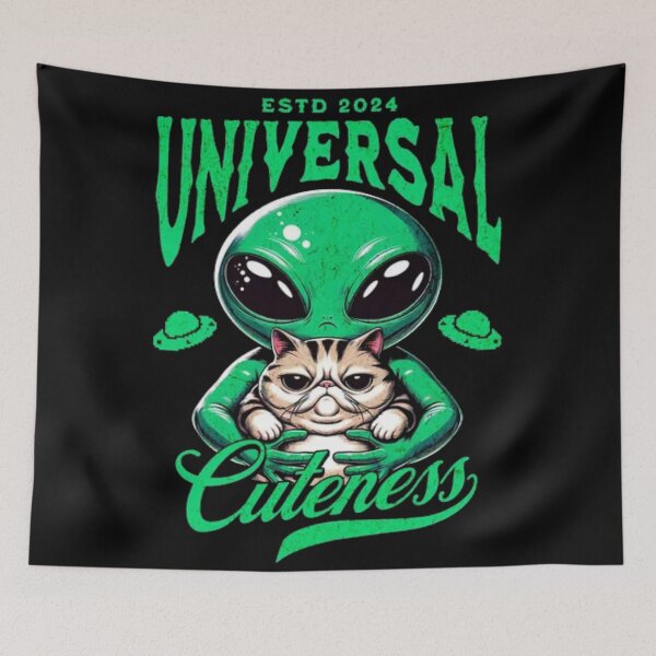 Item preview, Universal Cuteness - Funny Alien Holding Grumpy Cat designed and sold by GenZFashion000.