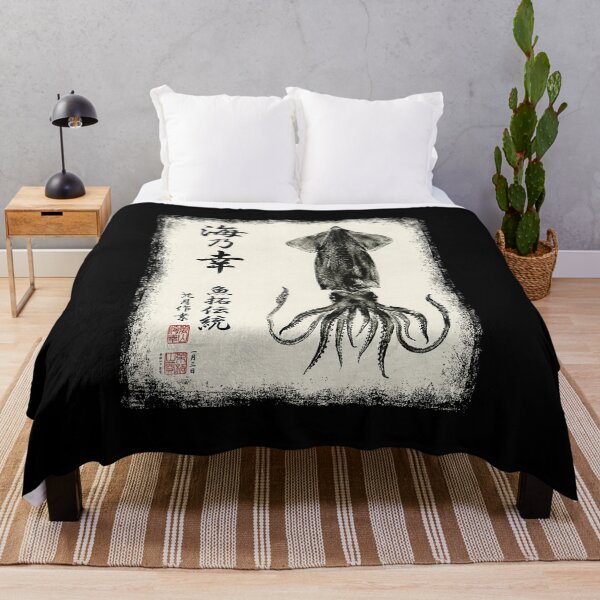 Item preview, Japanese Squid Calligraphy Sumi-e Gyotaku Style designed and sold by titanlevi.