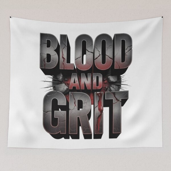 Item preview, Blood and Grit Hardcore Streetwear Typography Design designed and sold by NewUSShop.