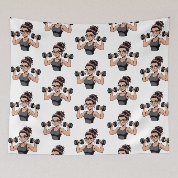 Item preview, Fitness Girl Lifting Weights designed and sold by QuiteOrbit.