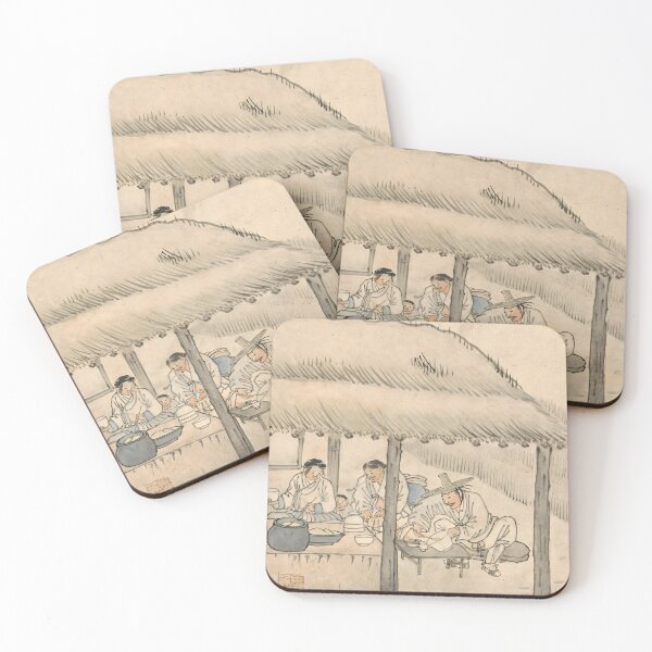 Item preview, Kim Hong-do Joseon Tavern Scene Korean Genre Painting designed and sold by MinhwaModern.