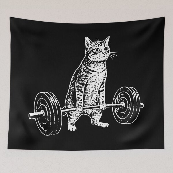 Item preview, Cat Lifting Barbell Funny Workout  designed and sold by eliramaison.