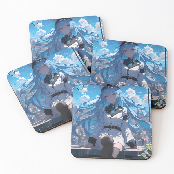 Item preview, Esdeath Akame Ga Kill Rooftop Calm Sky Blue Hair Uniform designed and sold by Spraykart.