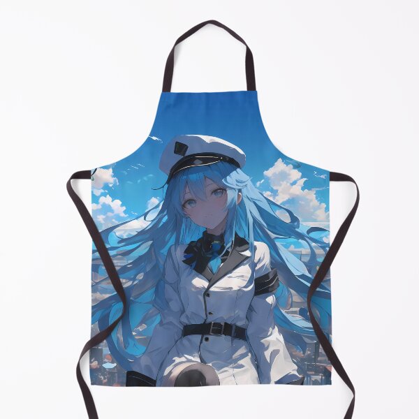 Item preview, Esdeath Akame Ga Kill Rooftop Calm Sky Blue Hair Uniform designed and sold by Spraykart.