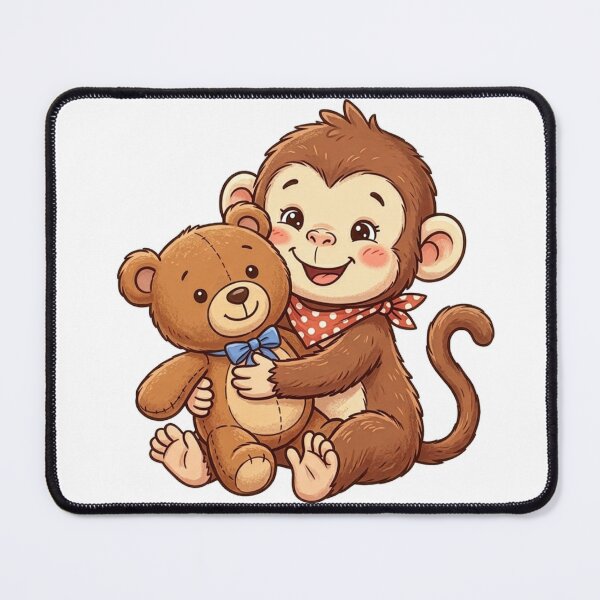 Item preview, Cute Baby Monkey Hugging Teddy Bear | Kawaii Animal Cartoon Sticker designed and sold by Punjabink.