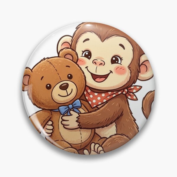 Item preview, Cute Baby Monkey Hugging Teddy Bear | Kawaii Animal Cartoon Sticker designed and sold by Punjabink.