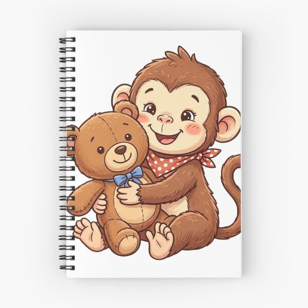 Item preview, Cute Baby Monkey Hugging Teddy Bear | Kawaii Animal Cartoon Sticker designed and sold by Punjabink.
