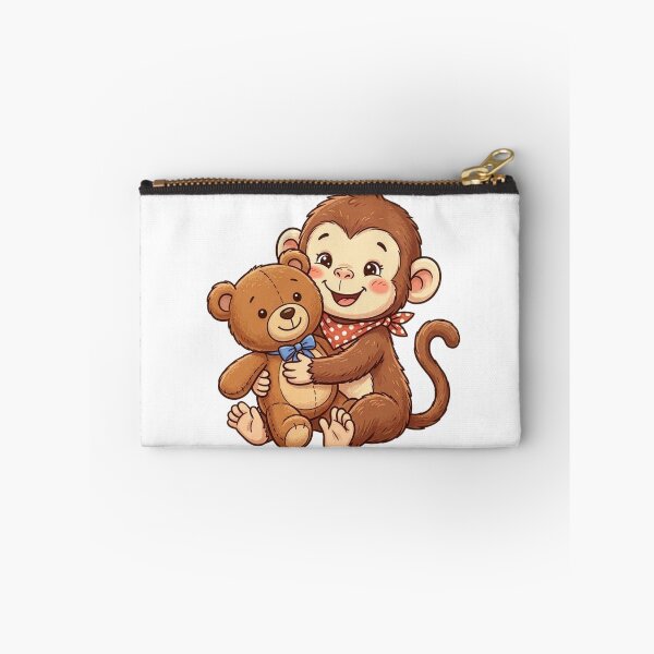 Item preview, Cute Baby Monkey Hugging Teddy Bear | Kawaii Animal Cartoon Sticker designed and sold by Punjabink.