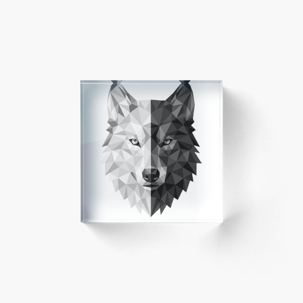 Item preview, Geometric Wolf Low Poly Abstract Animal Art Black and White designed and sold by Krfto.