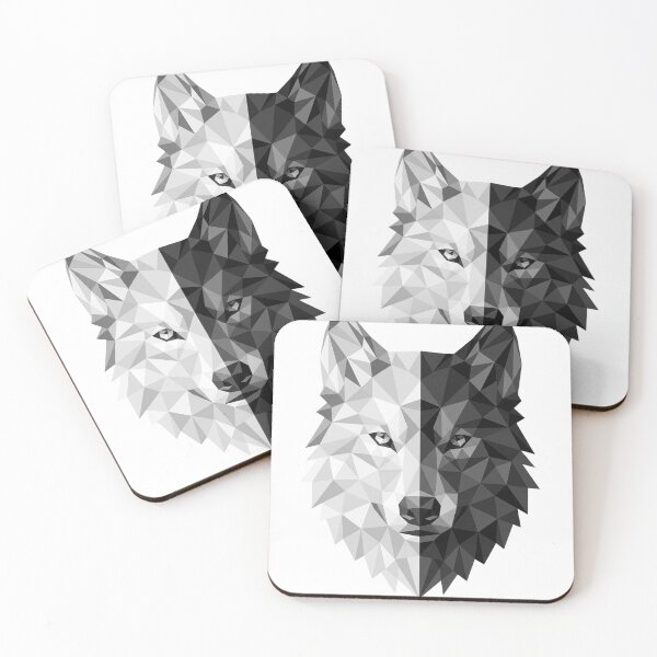 Item preview, Geometric Wolf Low Poly Abstract Animal Art Black and White designed and sold by Krfto.
