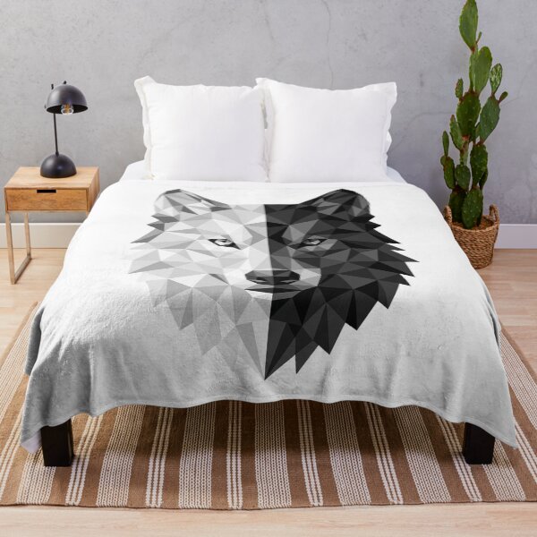 Item preview, Geometric Wolf Low Poly Abstract Animal Art Black and White designed and sold by Krfto.