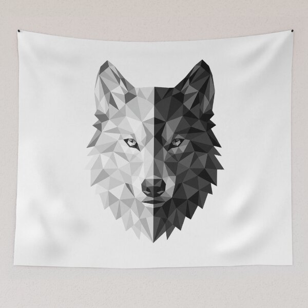 Item preview, Geometric Wolf Low Poly Abstract Animal Art Black and White designed and sold by Krfto.