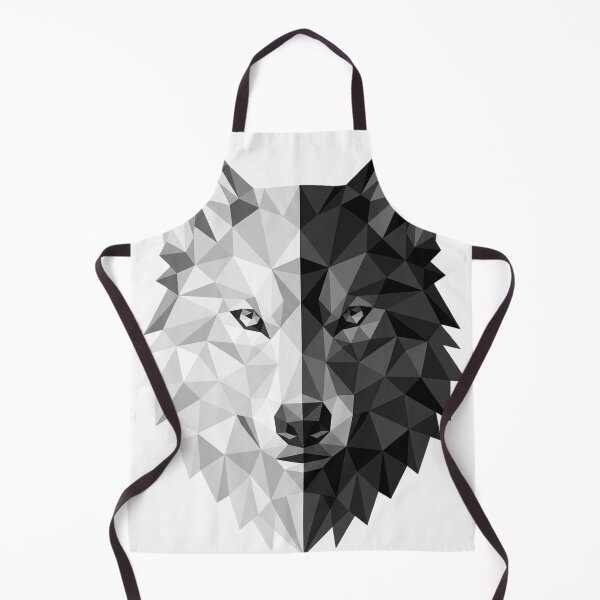 Artikelvorschau, Geometrischer Wolf, Low-Poly-Abstrakte Tierkunst, Schwarzweiß entworfen und verkauft von Krfto.