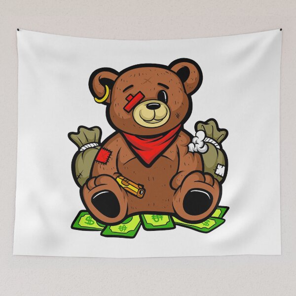 Item preview, Outlaw Teddy Bear Money Gang Street Cartoon Design designed and sold by SeriouslyArtistical.