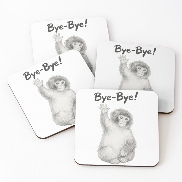 Item preview, Bye-Bye! Waving Punch the Japanese Macaque Sketch - Cute Snow Monkey designed and sold by aycemandesigns.