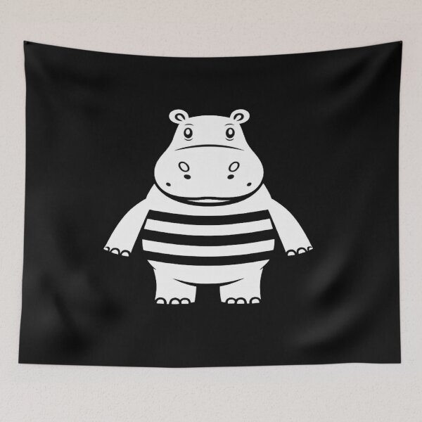 Item preview, Minimalist Hippo Illustration – Cute Black & White Animal Art for Modern Decor designed and sold by Bright Nest Studio.