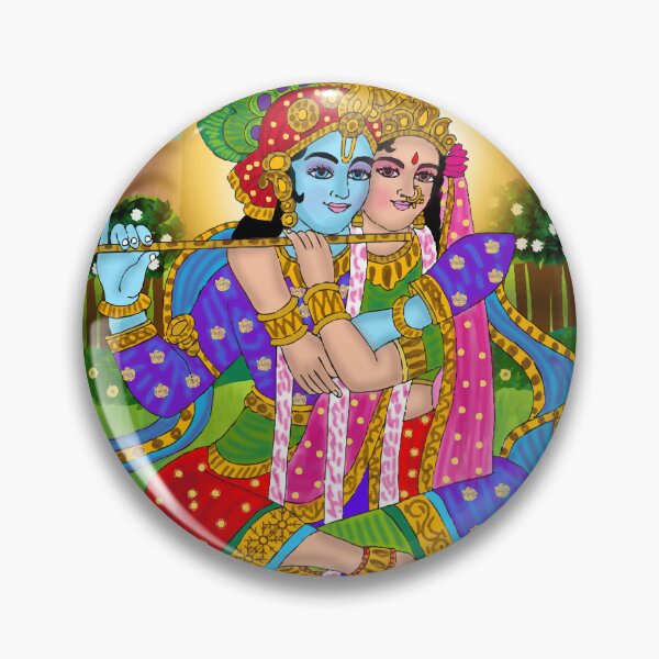 Item preview, Radha Krishna Romantic Devotional Art – Eternal Divine Love Illustration designed and sold by Harshit_Digital_Arts.