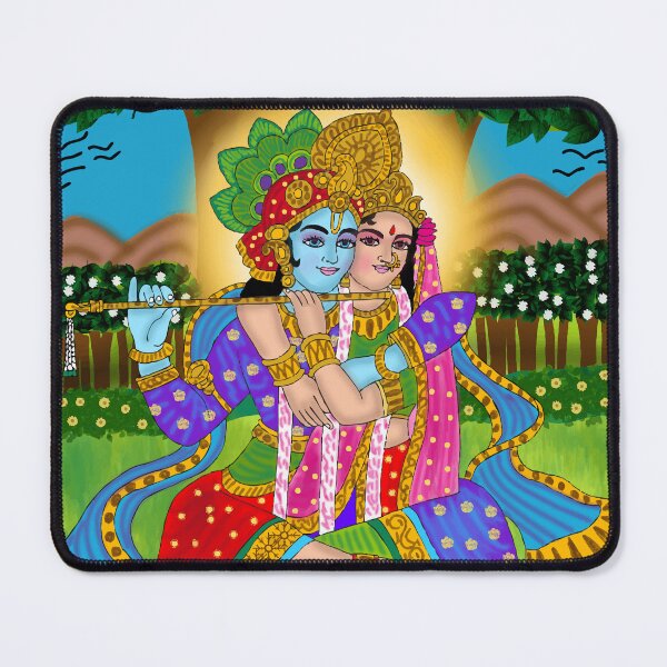 Item preview, Radha Krishna Romantic Devotional Art – Eternal Divine Love Illustration designed and sold by Harshit_Digital_Arts.