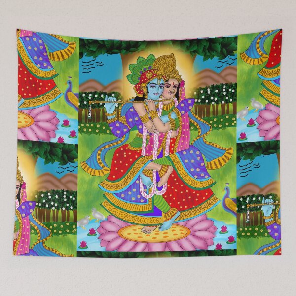 Item preview, Radha Krishna Romantic Devotional Art – Eternal Divine Love Illustration designed and sold by Harshit_Digital_Arts.
