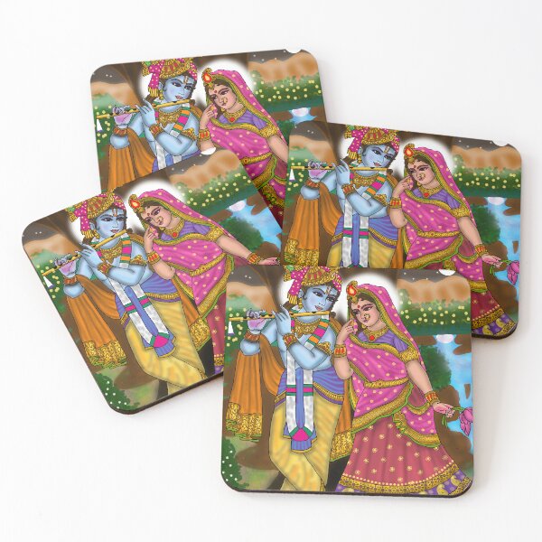 Item preview, Divine Radha Krishna Illustration – Spiritual Hindu Couple Artwork designed and sold by Harshit_Digital_Arts.