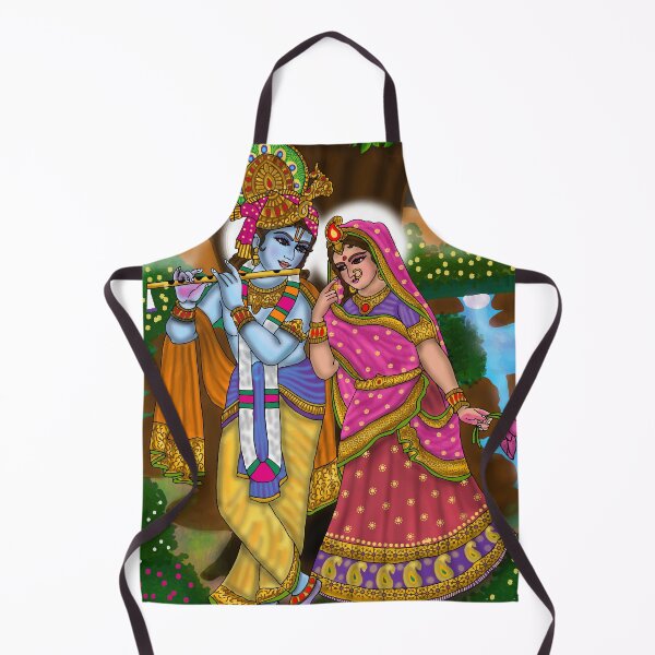 Item preview, Divine Radha Krishna Illustration – Spiritual Hindu Couple Artwork designed and sold by Harshit_Digital_Arts.