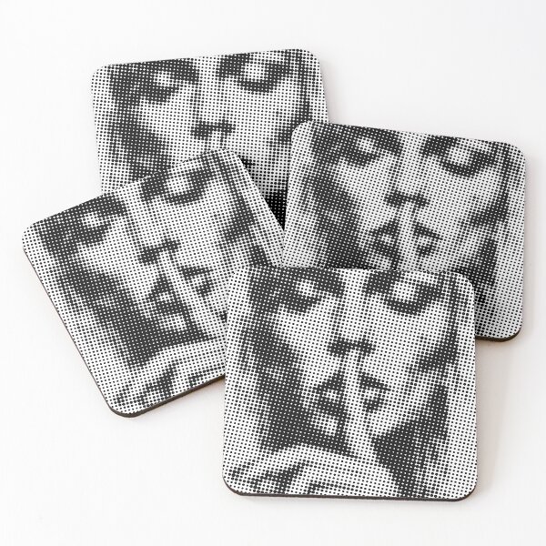 Item preview, Halftone black-and-white portrait of a woman making a shushing gesture, evoking secrecy, silence and mystery. Graphic pop-art dots create a vintage1 designed and sold by Dejbar.