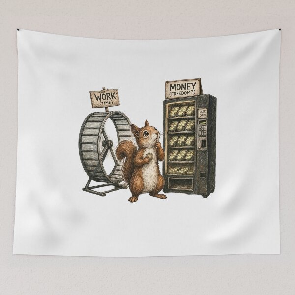 Item preview, Squirrel Work vs Money Sticker – Funny Life Choice Animal Humor Art designed and sold by Felixuss.