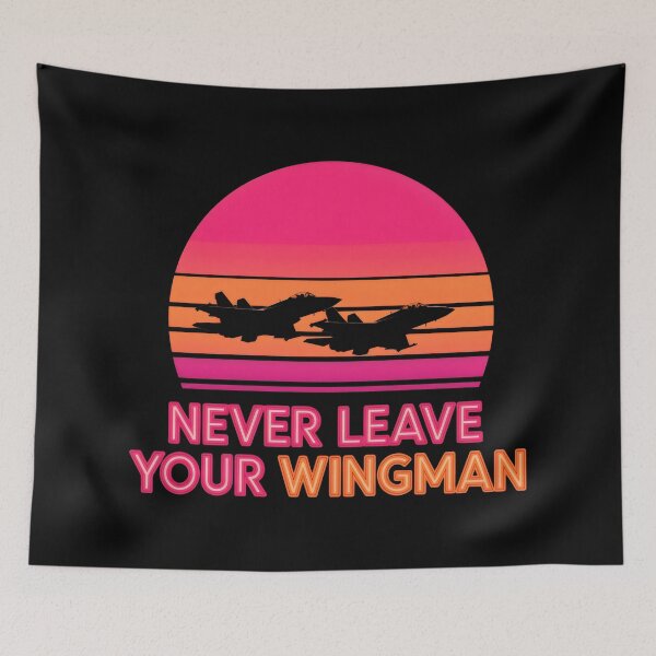 Item preview, Never Leave Your Wingman Retrowave Sunset designed and sold by SplashTastic.