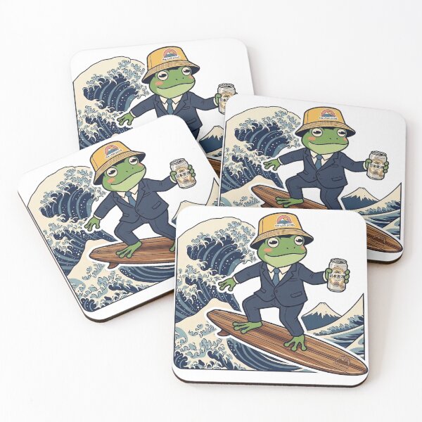 Item preview, The Great Wave of Chill - Ukiyo-e Surfing Frog Streetwear Mascot designed and sold by The Chill Pond.