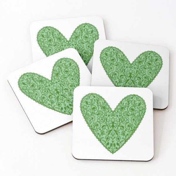Item preview, Green floral heart designed and sold by natinart.