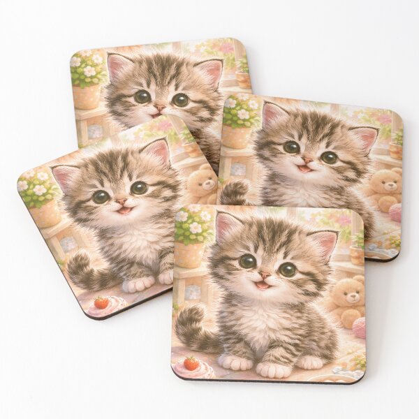Item preview, Cozy Cat Coffee & Cupcake Time - Adorable Kitten Art designed and sold by Art-Inspir-AI.
