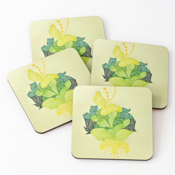 Item preview, Abstract Cellular Bloom Green Yellow Organic Pattern designed and sold by oneohoneStore.