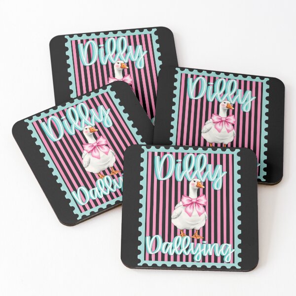 Item preview, Dilly Dallying Goose With Pink Bow Cute Quote Art designed and sold by margamPagenberg.