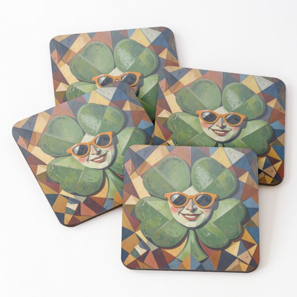 Item preview, Cubist Four-Leaf Clover with Sunglasses designed and sold by Bloomkept.