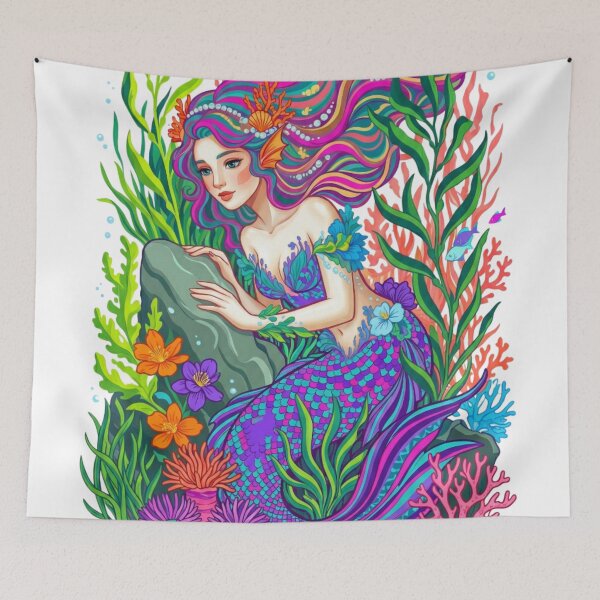 Item preview, A mermaid explores the underwater world. designed and sold by PP&RAINBOW SHOP.