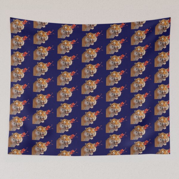 Item preview, Fierce Tiger Bloom – Wild Power and Red Blossom Art designed and sold by KiraChie.