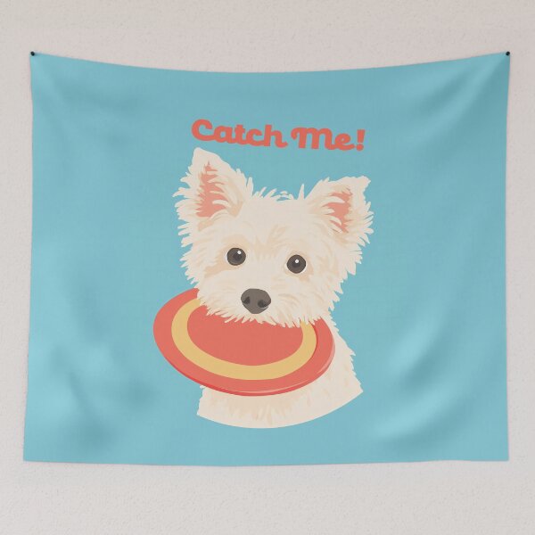 Item preview, Catch Me! – Cute Frisbee Dog Illustration designed and sold by BobaBunny76.
