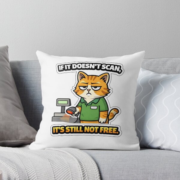 Item preview, If It Doesn’t Scan, It’s Still Not Free. — Cashier Cat Sticker designed and sold by Gentlestate.