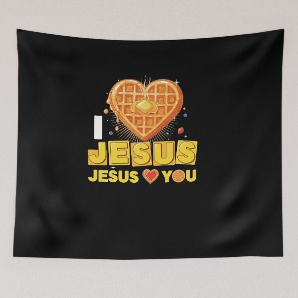 Item preview, I Love Jesus Waffle Heart Funny Christian Breakfast designed and sold by Dressed For  Duty.
