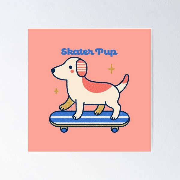Item preview, Skater Pup – Cute Skateboarding Dog Illustration designed and sold by BobaBunny76.