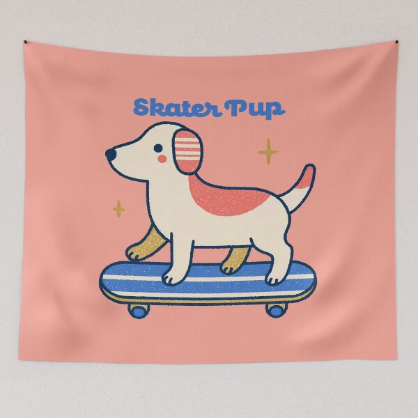 Item preview, Skater Pup – Cute Skateboarding Dog Illustration designed and sold by BobaBunny76.