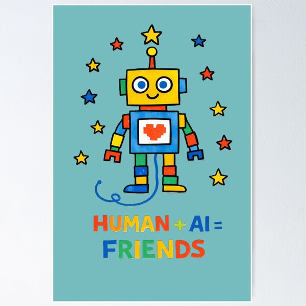 Item preview, Human + AI = Friends Cute Robot STEM Teacher Artificial Intelligence Kids Design designed and sold by OrbitOfMind.
