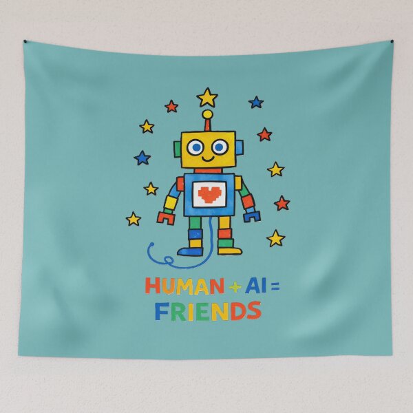 Item preview, Human + AI = Friends Cute Robot STEM Teacher Artificial Intelligence Kids Design designed and sold by OrbitOfMind.