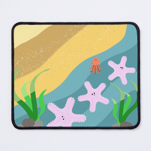 Item preview, Cute Starfish and Jellyfish on Beach Ocean Scene designed and sold by MigWhimsy.