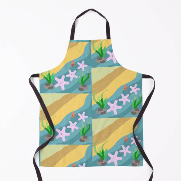 Item preview, Cute Starfish and Jellyfish on Beach Ocean Scene designed and sold by MigWhimsy.