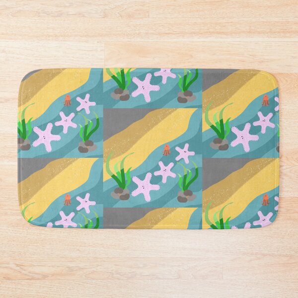 Item preview, Cute Starfish and Jellyfish on Beach Ocean Scene designed and sold by MigWhimsy.